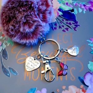 Butterfly 🦋 Pom Pom keychain with charm
